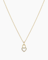 Diamond Heart Padlock Charm Necklace