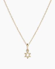 14K Gold Star Of David Charm Necklace