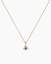 Diamond And Blue Sapphire Evil Eye Charm Necklace