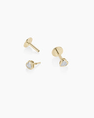 Lab Grown Diamond Heart Flat Back Studs