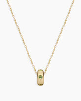 14K Gold Birthstone Halo Charm Necklace