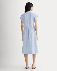 The Craft Dress In Linen | Bluebell / Bone