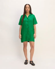 The Shirtdress In Linen | Grass Green