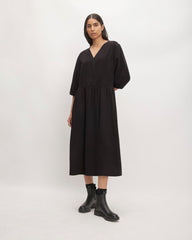 The Tencel™ Puff-Sleeve Dress | Black