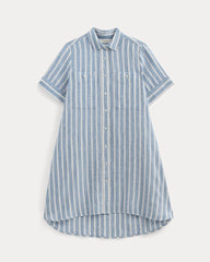 The Daytripper Dress In Linen | Soft Cobalt/Bone