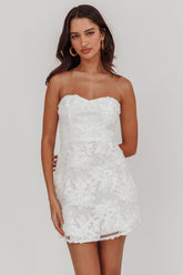 In Paris Embellished Flower Mini Dress White