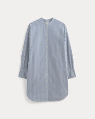 The Relaxed Shirt Dress In Ultrasoft Cotton | Bone / Mazarine Blue
