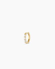 Baguette White Sapphire Single Huggie