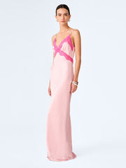 Drew Maxi Dress in Veiled Pink/Pink Yarrow Lace