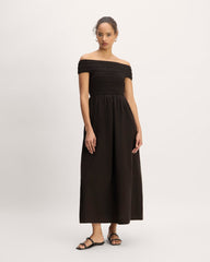 The Gauze Off-The-Shoulder Dress | Black