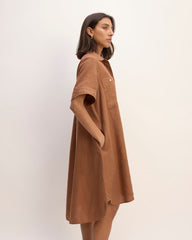 The Daytripper Dress In Linen | Carob Brown