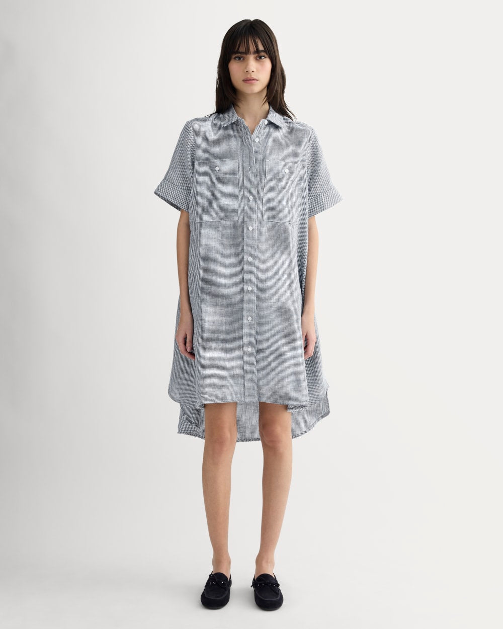 The Daytripper Dress In Linen | Midnight Navy Gingham