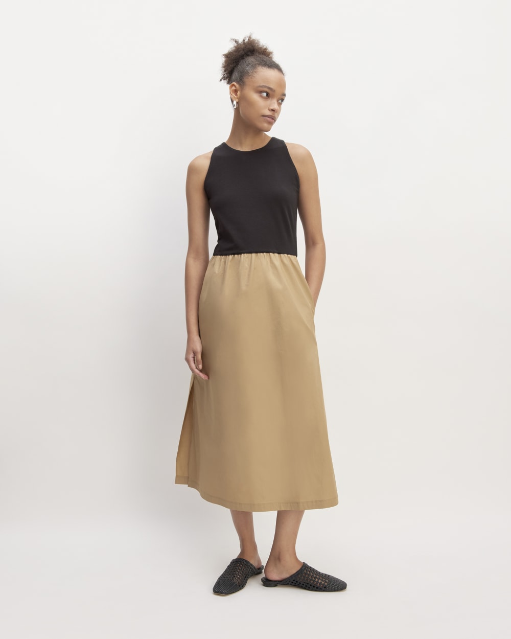 The Supima® High-Neck Riviera Dress | Black / Tiger'S Eye