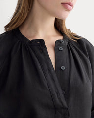 The Popover Dress In Linen | Black
