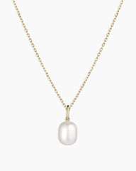 14K Gold Pearl Charm Necklace