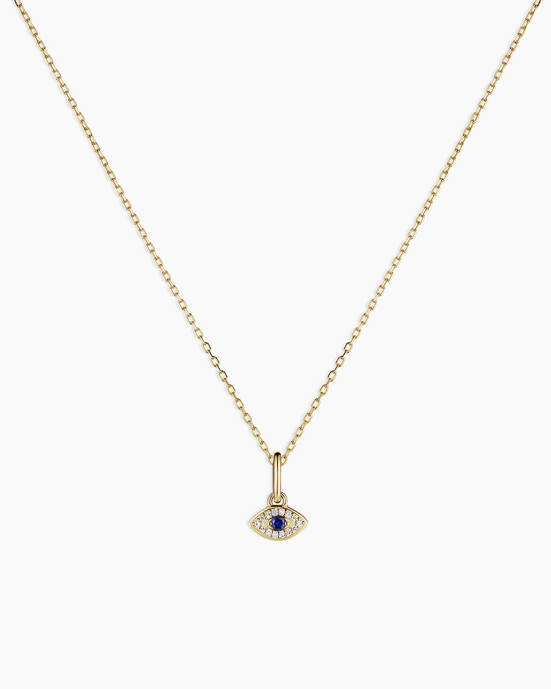 Diamond And Blue Sapphire Evil Eye Charm Necklace