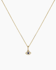 Diamond And Blue Sapphire Evil Eye Charm Necklace