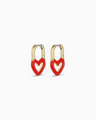 Open Heart Enamel Padlock Huggies