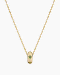 14K Gold Birthstone Halo Charm Necklace