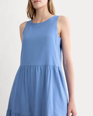 The Tiered Dress In Stretch Linen | Bluebell