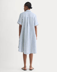 The Daytripper Dress In Linen | Soft Cobalt/Bone