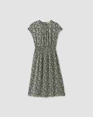 The Gathered Midi Dress | Black / Bone Mini Floral