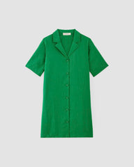 The Shirtdress In Linen | Grass Green