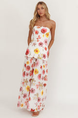 Wilma Flowy Hem Strapless Maxi Dress Floral