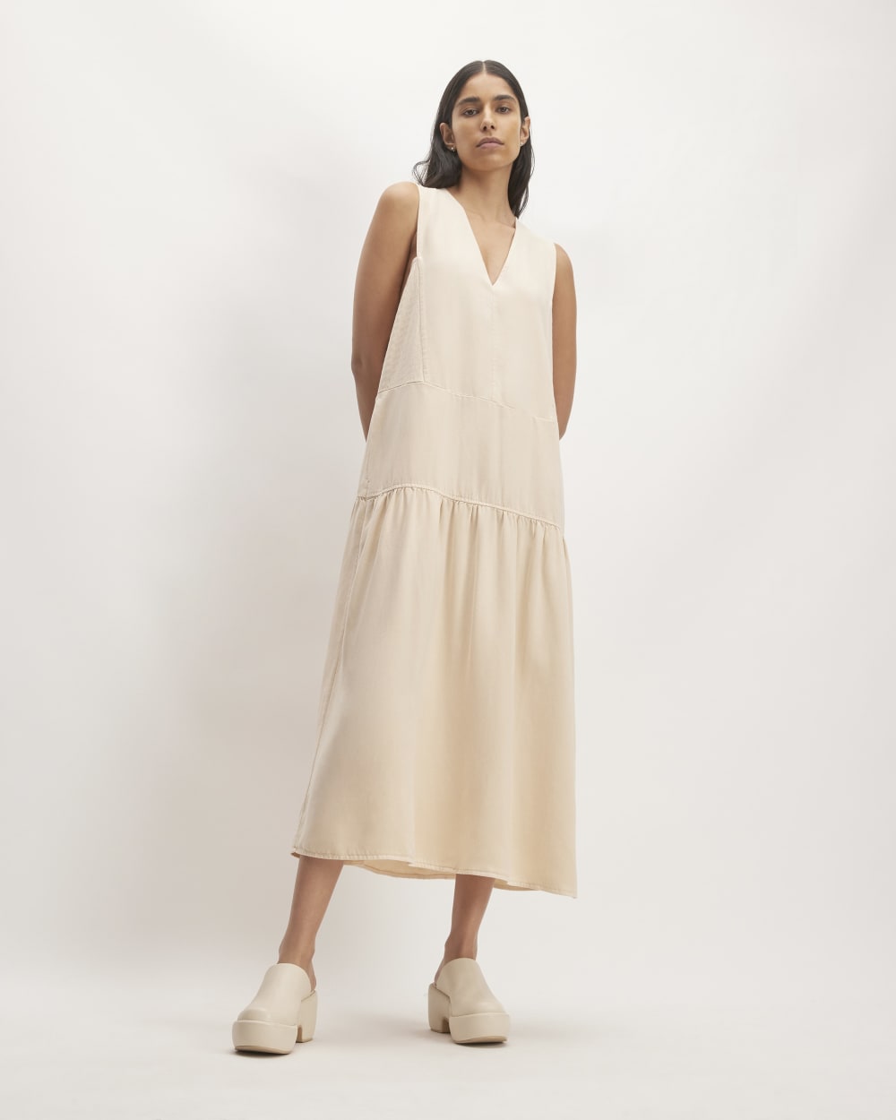 The Tencel™ V-Neck Dress | Whisper Pink