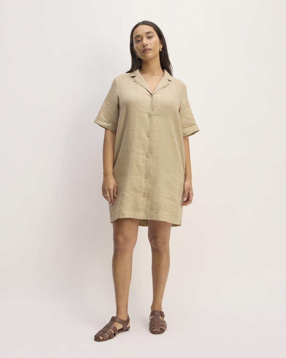 The Shirtdress In Linen | Trench Coat Khaki