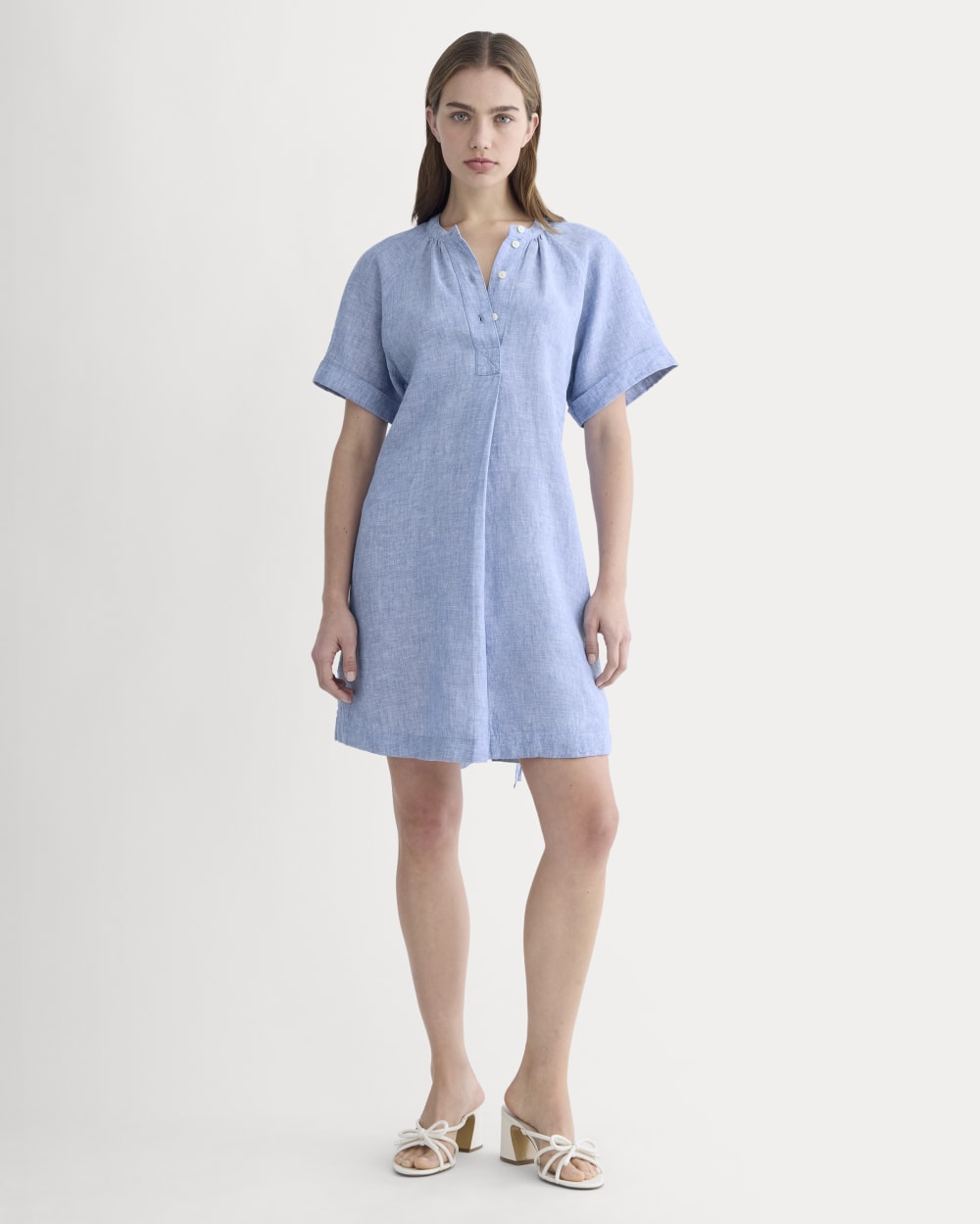 The Popover Dress In Linen | Chambray