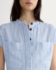 The Craft Dress In Linen | Bluebell / Bone