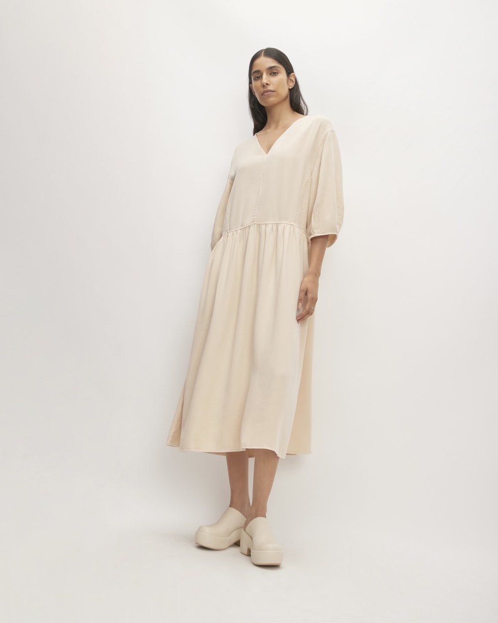 The Tencel™ Puff-Sleeve Dress | Whisper Pink