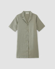 The Shirtdress In Linen | Sage Green
